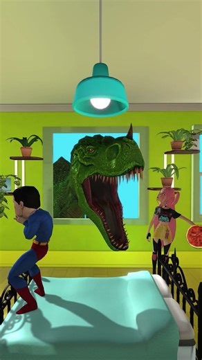 Superman vs T Rex #scaryteacher #shorts #supervibe #animation #memes