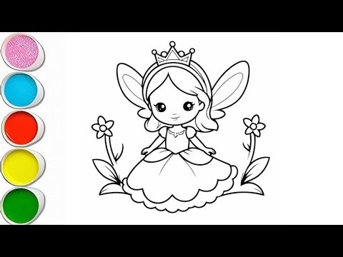 Fairy Princess Coloring for Kids 🧚‍♀️ | Easy Princess Drawing & Coloring | Kids Art