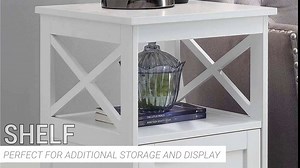 Convenience Concepts Oxford End Table with Storage Cabinet and Shelf, Cherry/Black