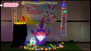 4FT Easter Inflatables Outdoor Decoration Purple Gnome, LED Lighted Inflatables Gnome for Home Yard Lawn Garden Easter Blow up Yard Decorations