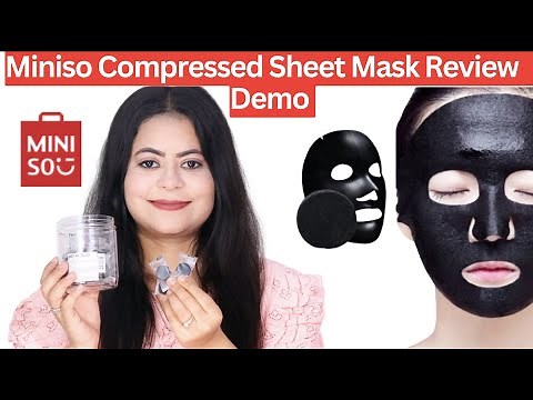 Miniso Charcoal Compressed sheet mask Demo And Review | Bamboo charcoal compressed facial mask 😍