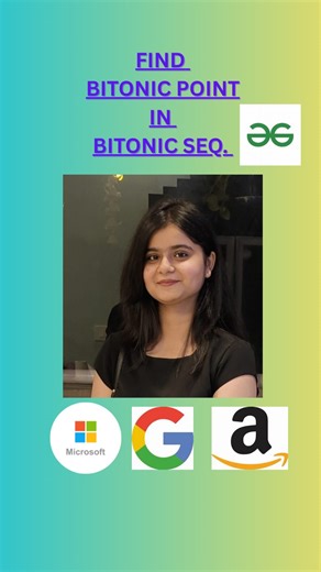 Shruti Grover on Instagram: "Myntra and Flipkart Interview Problem - Find Bitonic Point❤️ #techwithshruti #faang #interviewtips #leetcode #datastructuresandalgorithms"