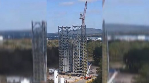 Time Lapse Shows Construction of NASA's Giant Rocket Test Stand
