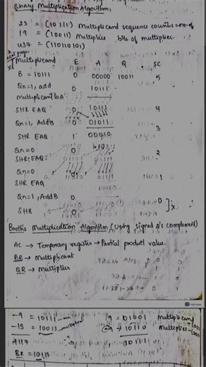 binary multiplication algorithm | booth multiplication algorithm in COA#shorts #ytshorts #exam #COA