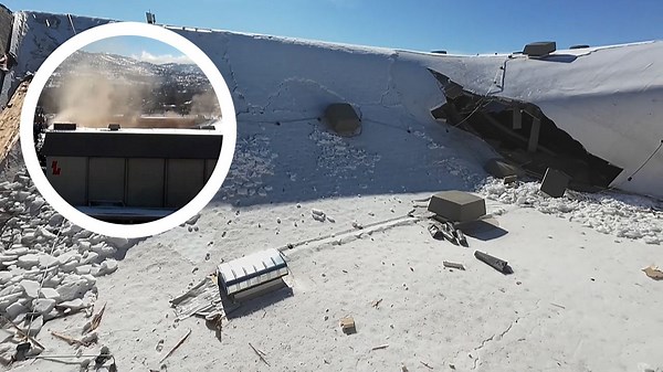 Oregon school's gym roof collapses under roughly 700,000lbs of snow
