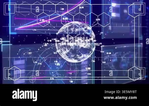 Analytics interface activating with holographic globe rotating and trend line climbing for insights. Futuristic, data, visualization, digital, technology, network, intelligence Stock Video Footage - Alamy