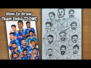 How to Draw Indian Cricket Team 2026 | T20 World Cup Drawing Easy| Cricket players Drawing tutorial