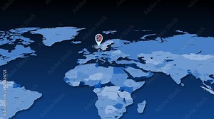 Norway location tracking animation on earth map