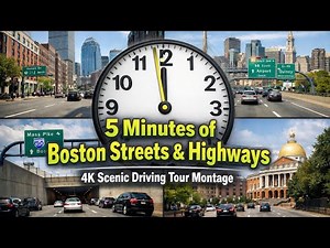 5 Minutes of Boston Streets & Highways | 4K Scenic Driving Tour Montage