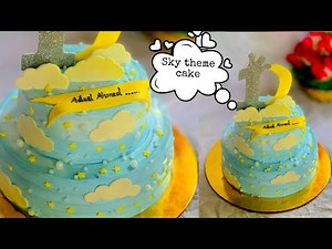 Sky theme cake decoration ||1& 1/2kg 2 tier cake||sky theme two tier cake||spicycooking