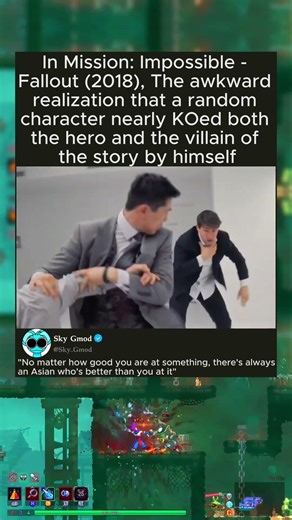 In Mission: Impossible - Fallout (2018), The awkward realization that a random character