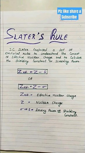 #Slater'srule#chemistrynotes #periodictable #how to calculate effective nuclear charge #shorts