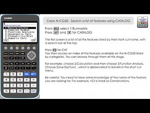 Casio fx-CG50 Function Search - Easily Find The Function You Need with CATALOG!