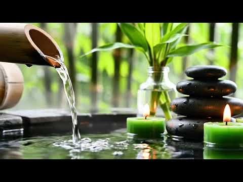 Relaxing Music Relieves Stress, Anxiety and Depression - Bamboo Water Fountain + Healing Piano Music