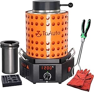 TOAUTO 5KG Large Eletcric Resistance Furnace TRF5000 Digital Smelting Furnace 1800W 2102°F PID Smelter Kiln Kit for Gold Silver Copper Aluminum, Metal Recycle Home Melting Casting Tool