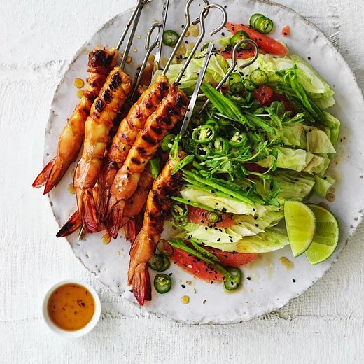 BBQ sesame citrus prawns