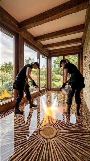 Luxury Rustic Wood Slice Epoxy Floor Installation