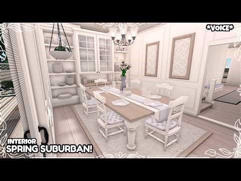 Spring Bloxburg Suburban House Build: INTERIOR Tutorial *VOICE*
