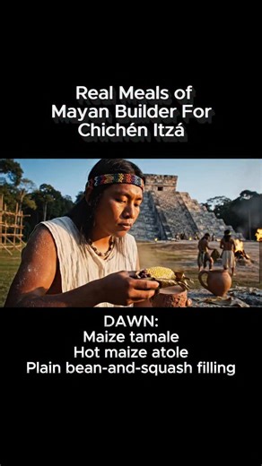 ReSeen on Instagram: "What did the workers who built Chichén Itzá actually eat before sunrise? 🌅 This reel recreates a simple dawn meal for a Mayan builder — maize tamale, hot atole, and a plain bean-and-squash filling — based on accounts of daily life around the great pyramid. #historyreels #mayanhistory #mexicohistory #foodhistory #learnoninstagram"