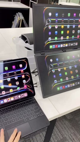 AUSDOM 18.5" Dual Screen Portable Monitor, 18.5 inch 100Hz 1080P Large Folding Stacked External Display for Laptop, Travel Foldable Screen Extender Double Mobile Computer Display for Win/Mac, Black