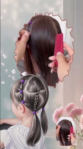 ✨ Cute Double French Braids Hairstyle 👧💜 | Easy & Trendy Look 2025 #hairtrend2025 #hairstyle