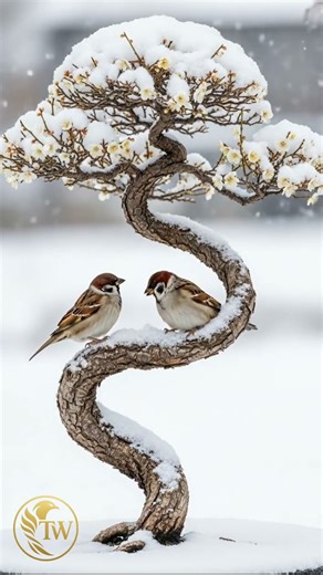 Love Glows Warmly Even in the Falling Snow #birds #lovebirds