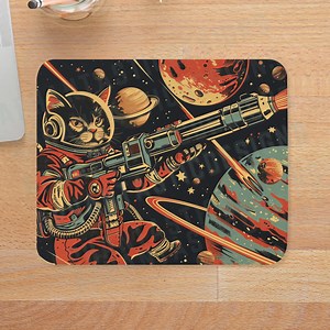 4 SIZES | Retro Style Fantasy Mouse Pad Scifi Space Cat Astronaut Mousepad Sci-fi Art Cool Desk Mat - Etsy