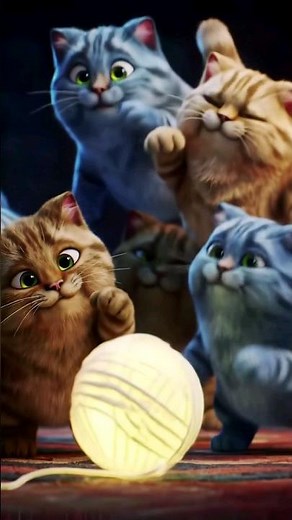🐾 Playful 3D cats chasing a glowing yarn ball! 😻✨ #CuteCats #3DAnimation #Fun #catball #catplay