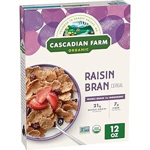 Cascadian Farm Raisin Bran Organic Cereal, Made with Whole Grain, 12 oz