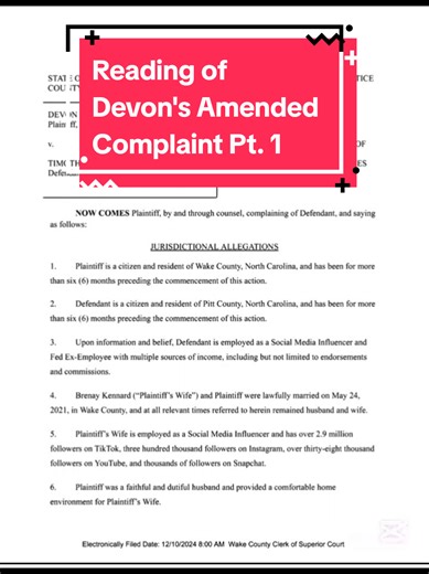 Devon Mayo has reactivated his Alienation of Affection case against Tim Montague regarding the dissolution of his marriage to Brenay Kennard. This is part one of me reading the complaint. #devonmayo #brenay #timmontague #akiralawsuit #alienationofaffection