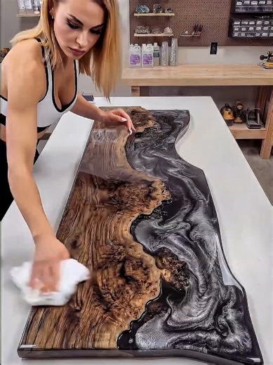 MIND-BLOWING Silver Smoke Epoxy River Countertop Makeover | Live Edge Wood Kitchen Goals #epoxy