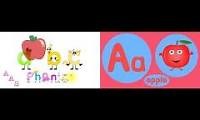 Mix of 2 videos from youtube : Phonics Song KidsTV123 vs AAS (Aminah Alphabet Songs)