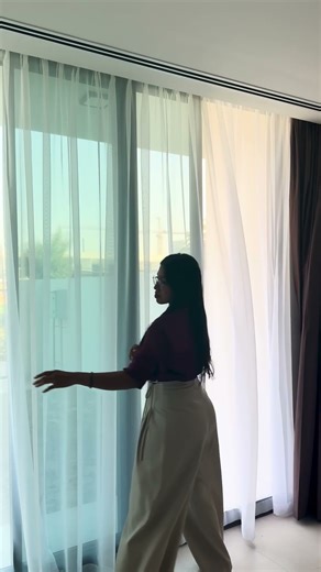 Blackout & Sheer Curtains in Maha Town Houses #lushloomdubai #blackoutcurtains #sheercurtains