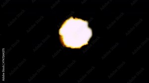 Realistic Muzzle flashes straight fire montage with smoke effect. Automatic fire Realistic gun shot muzzle flashes set with Isolated on black background Alpha