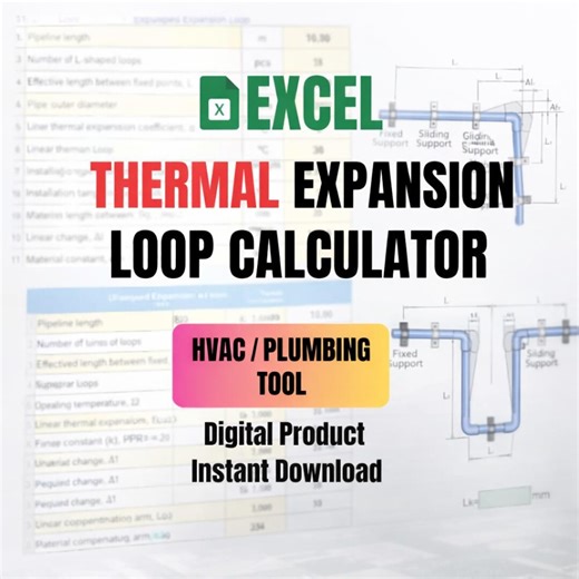 Pipe Thermal Expansion Loop Sizing (l-loop & U-loop) | Excel Engineering Calculator - Etsy