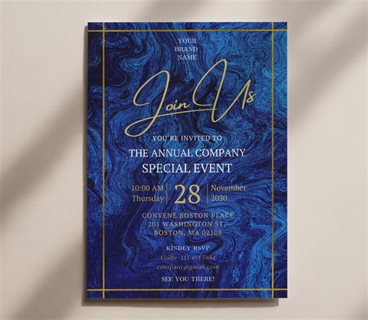 Business Invitation Template, Corporate Annual Celebration Dinner Party Anniversary Join Us Office Printable Elegant Invite Digital Download - Etsy