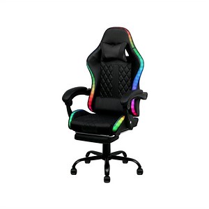 Advwin Gaming Chair with Massagers and LED Lights, Executive Office Chair with 135° Recline, Racing Computer Chair Black