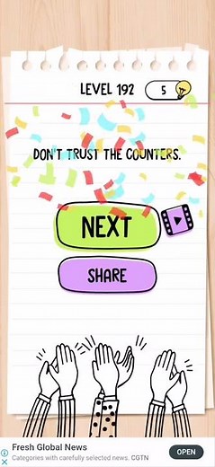 Brain Test Level 192 click blue 10 times and green 3 times Walkthrough