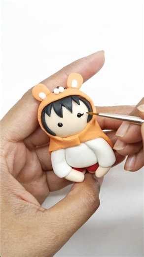 Cute Clay Doll Making🧡 #ClayArt #Shorts #diy