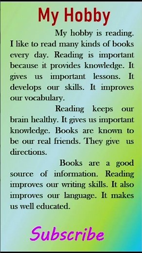 My Hobby English Essay | My Hobby Reading | #myhobby #yt_short #essaywriting #shorts #essay #english