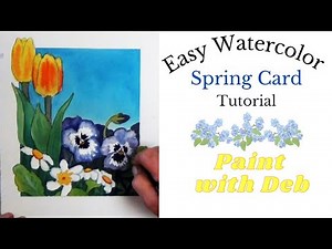 Easy Spring Flower Card for Beginners - How to Paint Flowers in Watercolor