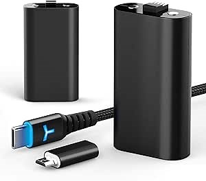 2 Pack Rechargeable Controller Battery Pack for Xbox Series X|S and Xbox One with 10FT USB C Charging Cable and Micro USB Adapter 6amLifestyle Battery Pack Xbox Play and Charge Kit, XBOX-SB03