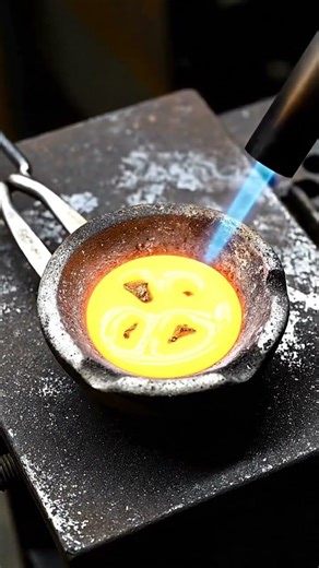 Turning Molten Gold Into a Solid Bar in Seconds! 🔥💰 #shorts #asmr #experiment