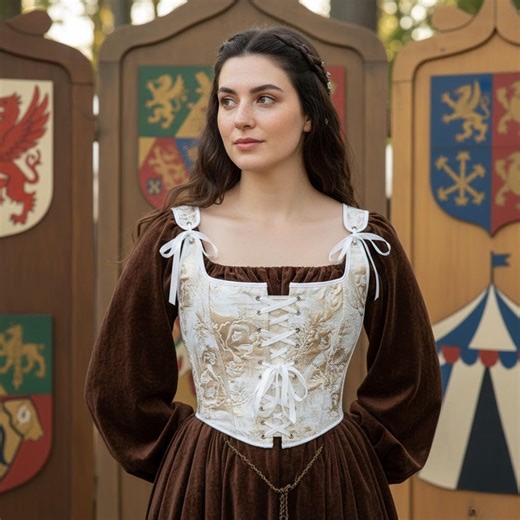 Medieval Renaissance Corset Top – Lace up Fantasy Bodice, LARP Costume Corset, Vintage Brocade Waist Cincher, Fair Outfit - Etsy