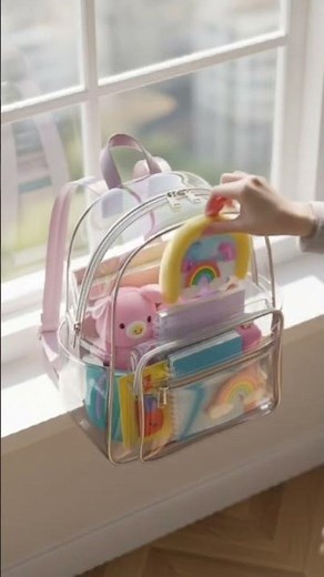 Cute transparent backpack 🎒 #golden #kpop #demonhunters #cute #fypviral #backpack #stationary #ai
