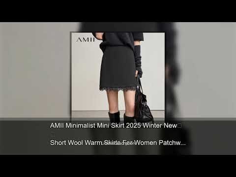 AMII Minimalist Mini Skirt 2025 Winter New Short Wool Warm Skirts For Women Patchwork Lace Casu