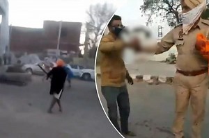 Video shows moment cop gets hand chopped off by sword-wielding maniac