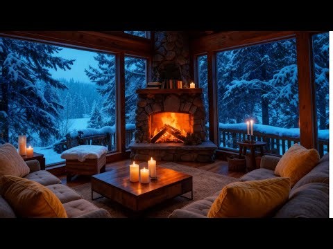 Cozy Cabin Ambience: 10 Hours of Relaxing Fireplace. Best Winter Music