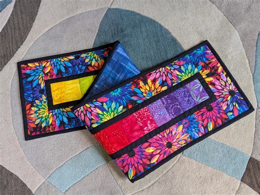 Colorful Rainbow Quilted Table Runner 11"x47" - Etsy