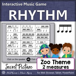 Rhythm | Sixteenth Notes Interactive Music Game {Reveal the Secret Picture Zoo}